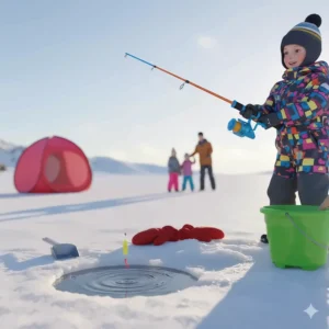 An affordable and easy-to-use ice fishing combo for beginners and families exploring ice fishing in Quebec.