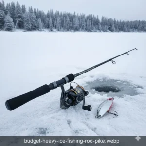 A durable, cheap ice fishing rod designed for catching northern pike in the Canadian territories.