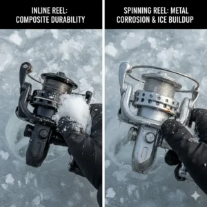 A comparison of the durability and construction of inline and spinning reels for rugged Canadian ice conditions.