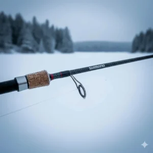 Shimano carbon-construction ice fishing rod designed for extreme Canadian winter temperatures.