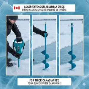 How to attach a flighting extension to an 8 inch ice auger for thick Northern Canadian ice.