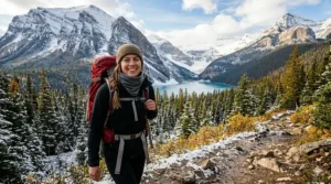 A comparison image showing a woman wearing a merino wool neck warmer as a neck gaiter, a face mask, and a full balaclava.