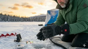 Illu. 4 Demonstration of thermal heating elements inside rechargeable heated gloves, ideal for extreme cold.