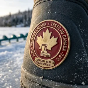 Fully waterproof rubber base on ice fishing boots rated to -100F to protect against slush and overflow.