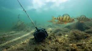 Clear underwater view of lake bed using DVR ice fishing camera system