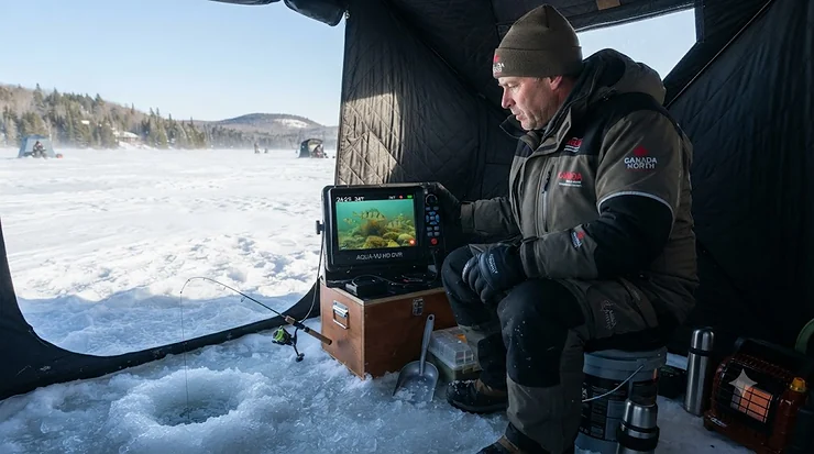 Portable DVR ice fishing camera system for Canadian winter angling