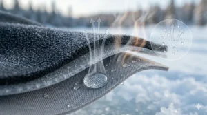 A balaclava designed for comfort under a snowmobile or ice fishing helmet. / Une cagoule conçue pour le confort sous un casque de motoneige ou de pêche sur glace.