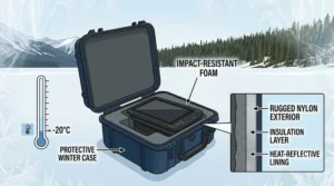 Diagram illustrating the cone angle and depth coverage of a sonar beam under the ice.