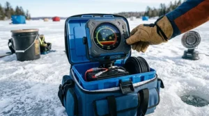 How to properly position a sonar transducer in an ice hole.