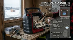 Checklist illustration for maintaining your propane heater to ensure reliability during a Canadian winter.