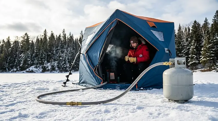 Propane hose extension for ice shelter heater setup propane hose extension ice shelter