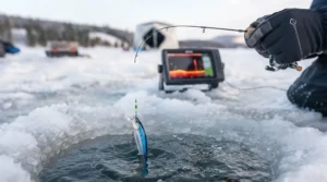 Essential tackle and gear for successful walleye ice fishing trips.