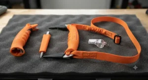 Detailed breakdown showing the sharp steel points and ergonomic handles of standard self rescue ice picks.