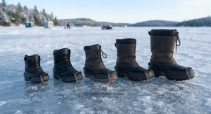 Selection of different sizes of ice fishing traction cleats suitable for the whole family.
